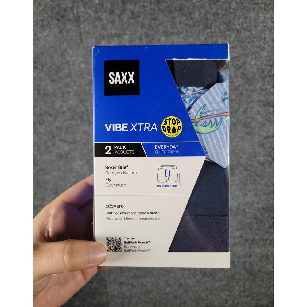SAXX Vibe XTRA Boxer Brief 2 Pack Mens Medium Super Soft Moisture Wicking NEW
